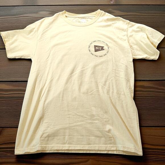 NATURAL THREADS Cowboy Mountain Bike T-Shirt Butter Yellow Brown NWA Cycling M - Picture 1 of 4